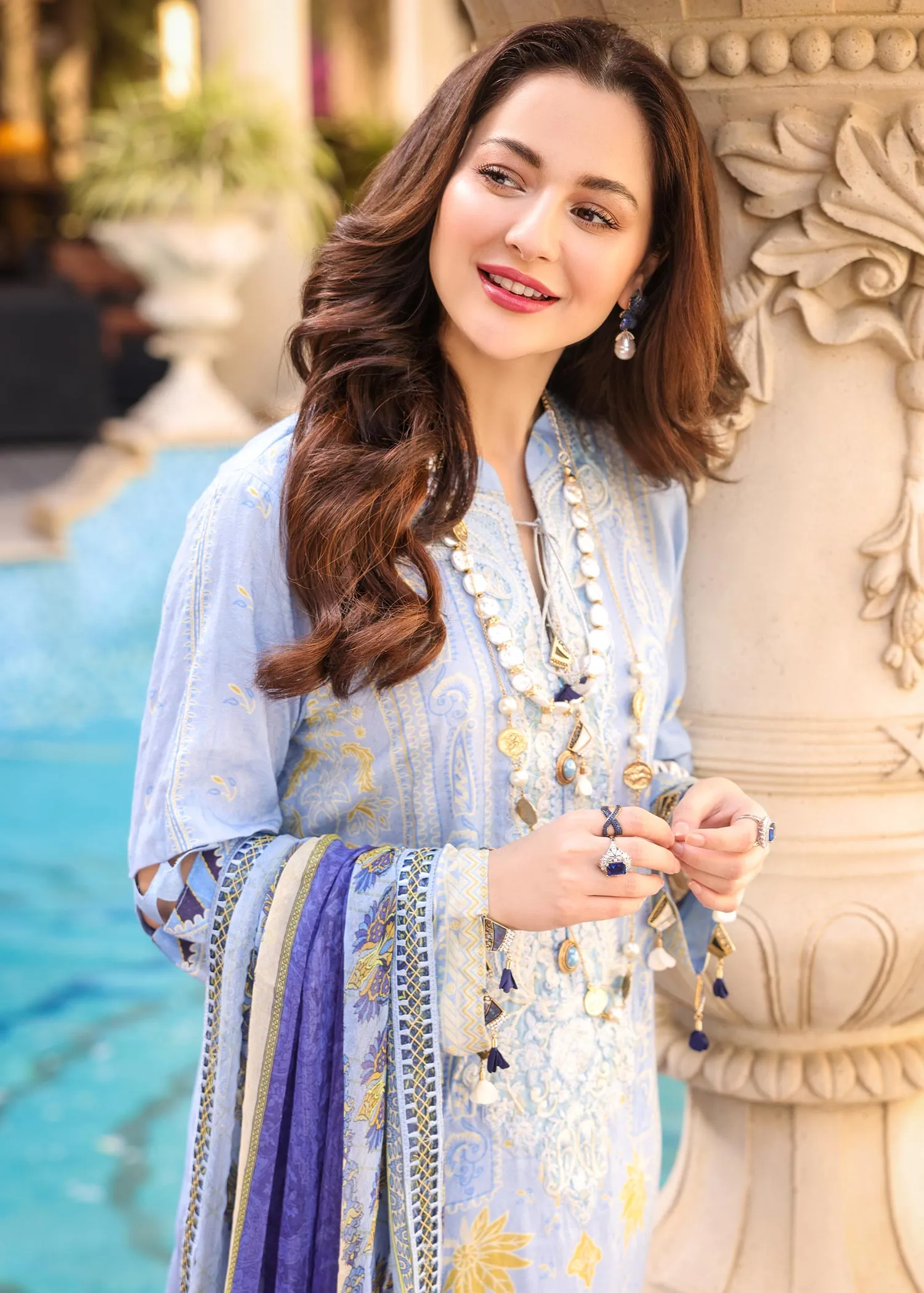Naushad Imdad Luxury Lawn Collection – Cashmere Blue - NI-LL-008