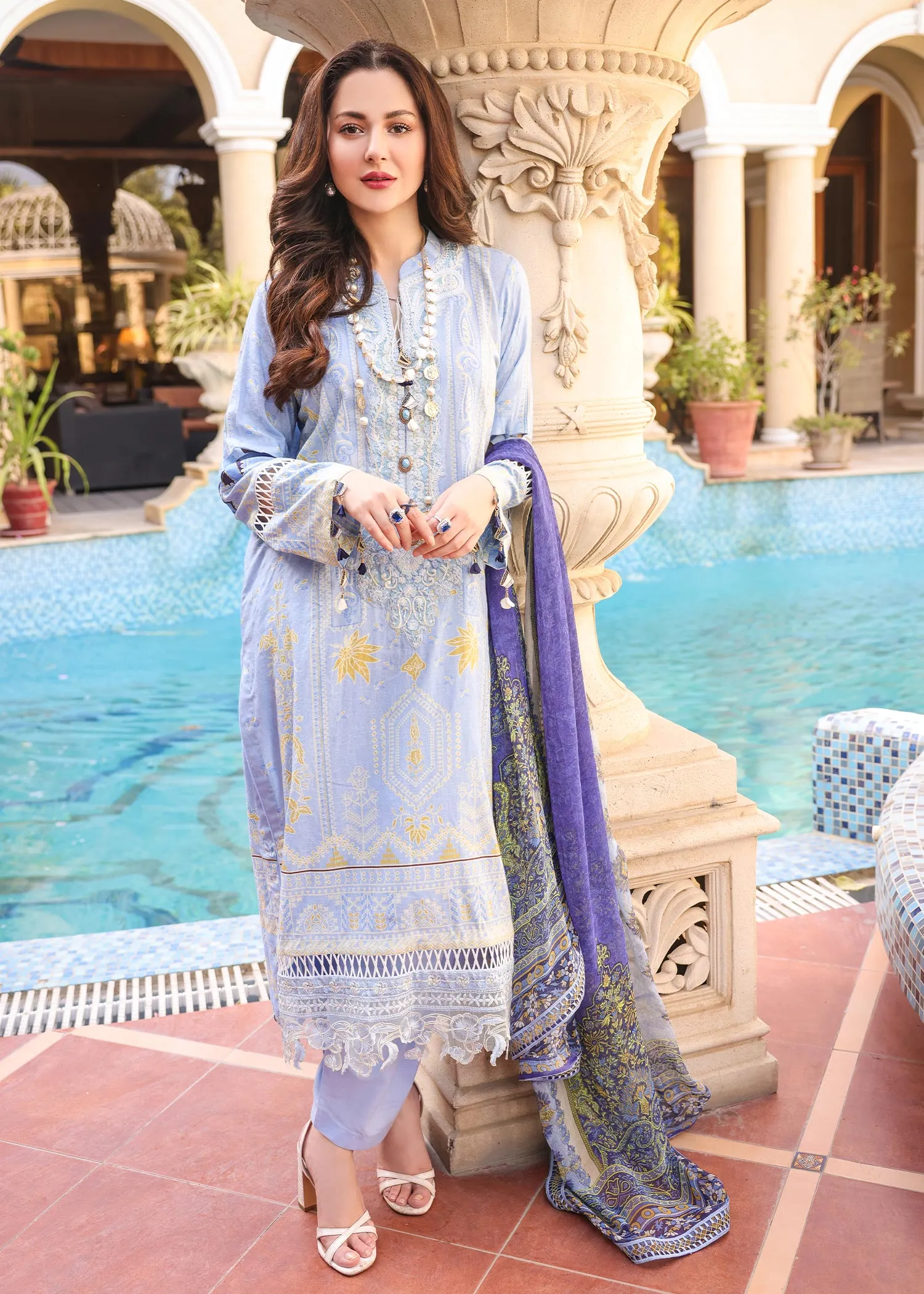 Naushad Imdad Luxury Lawn Collection – Cashmere Blue - NI-LL-008