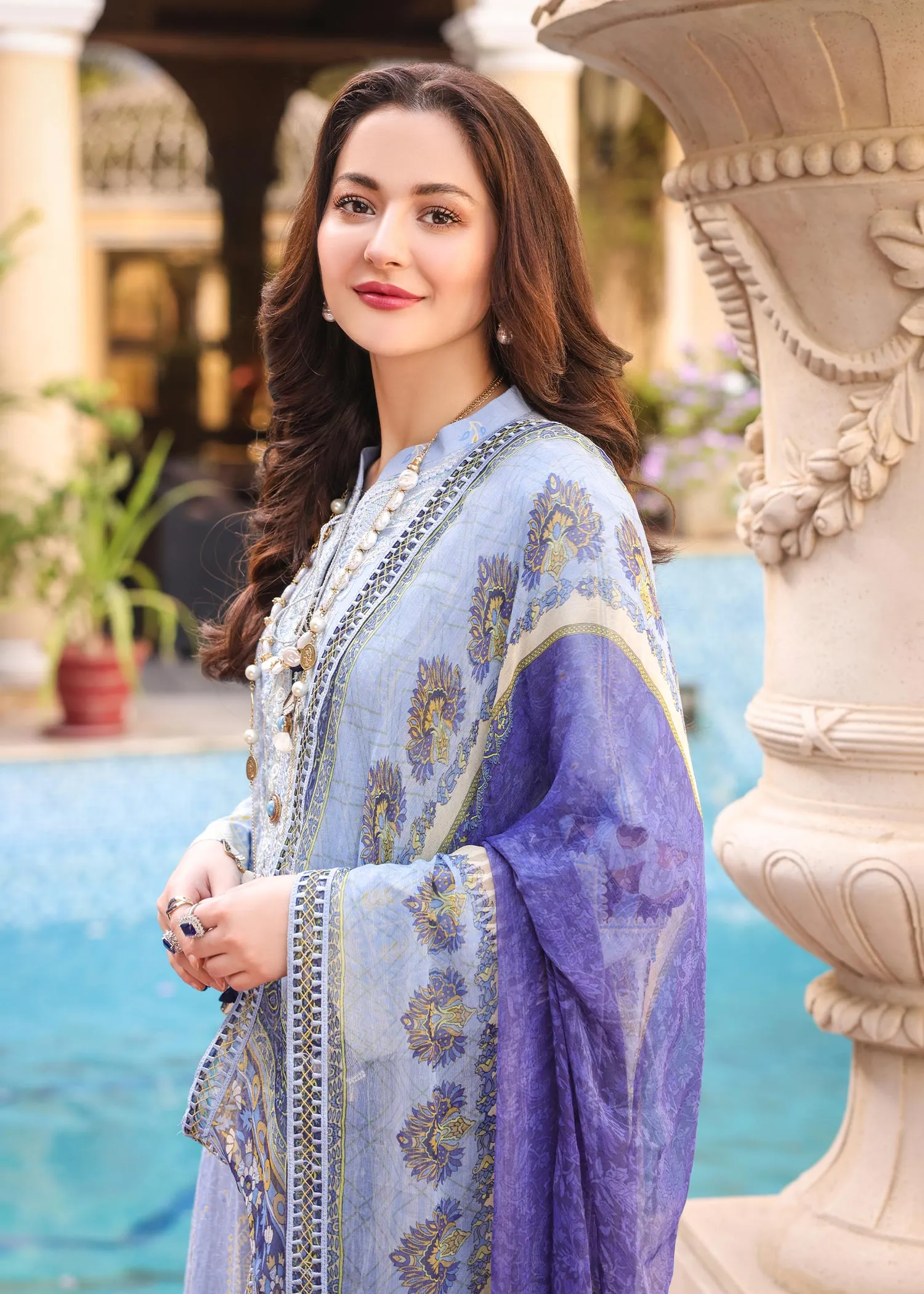Naushad Imdad Luxury Lawn Collection – Cashmere Blue - NI-LL-008