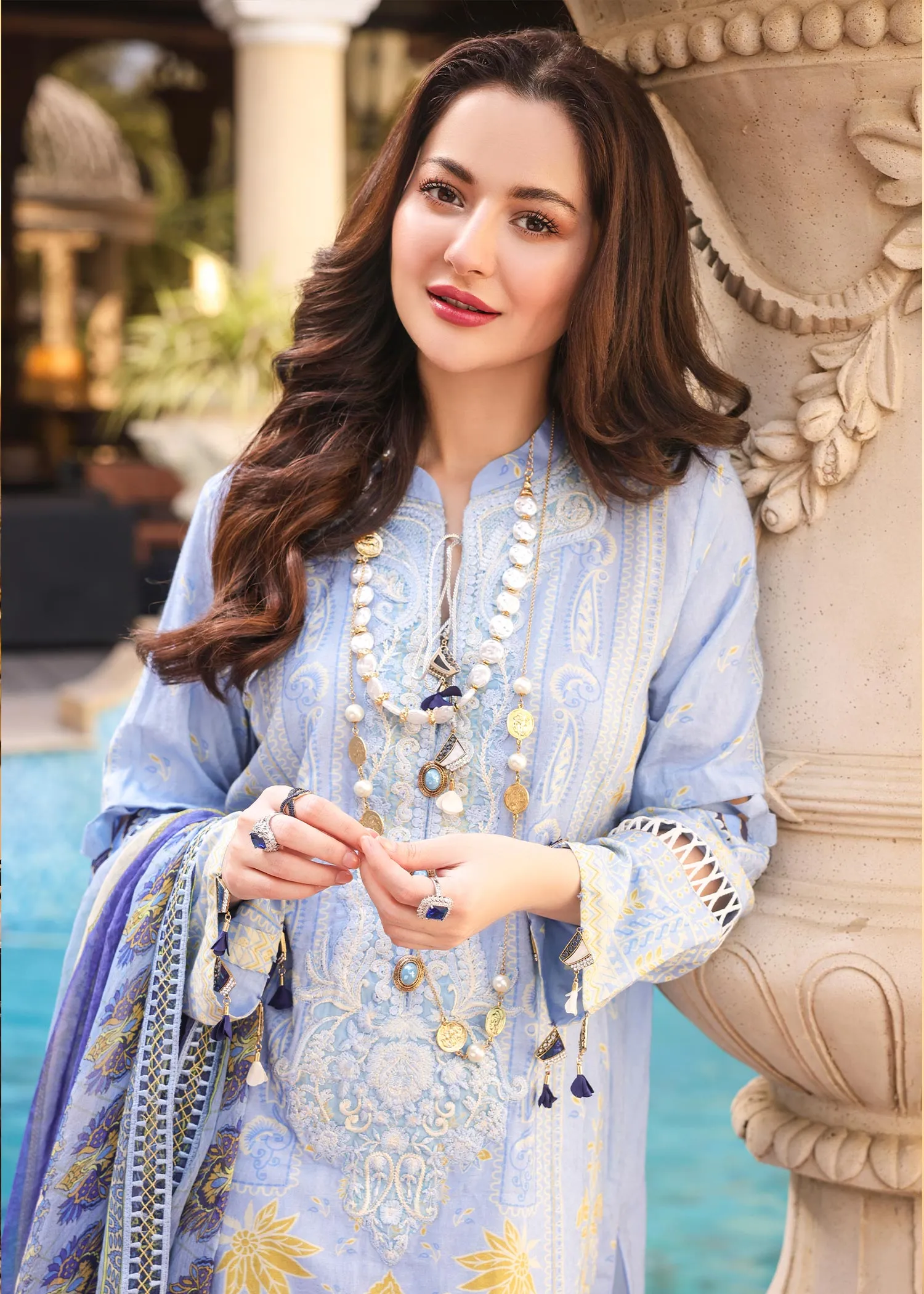 Naushad Imdad Luxury Lawn Collection – Cashmere Blue - NI-LL-008