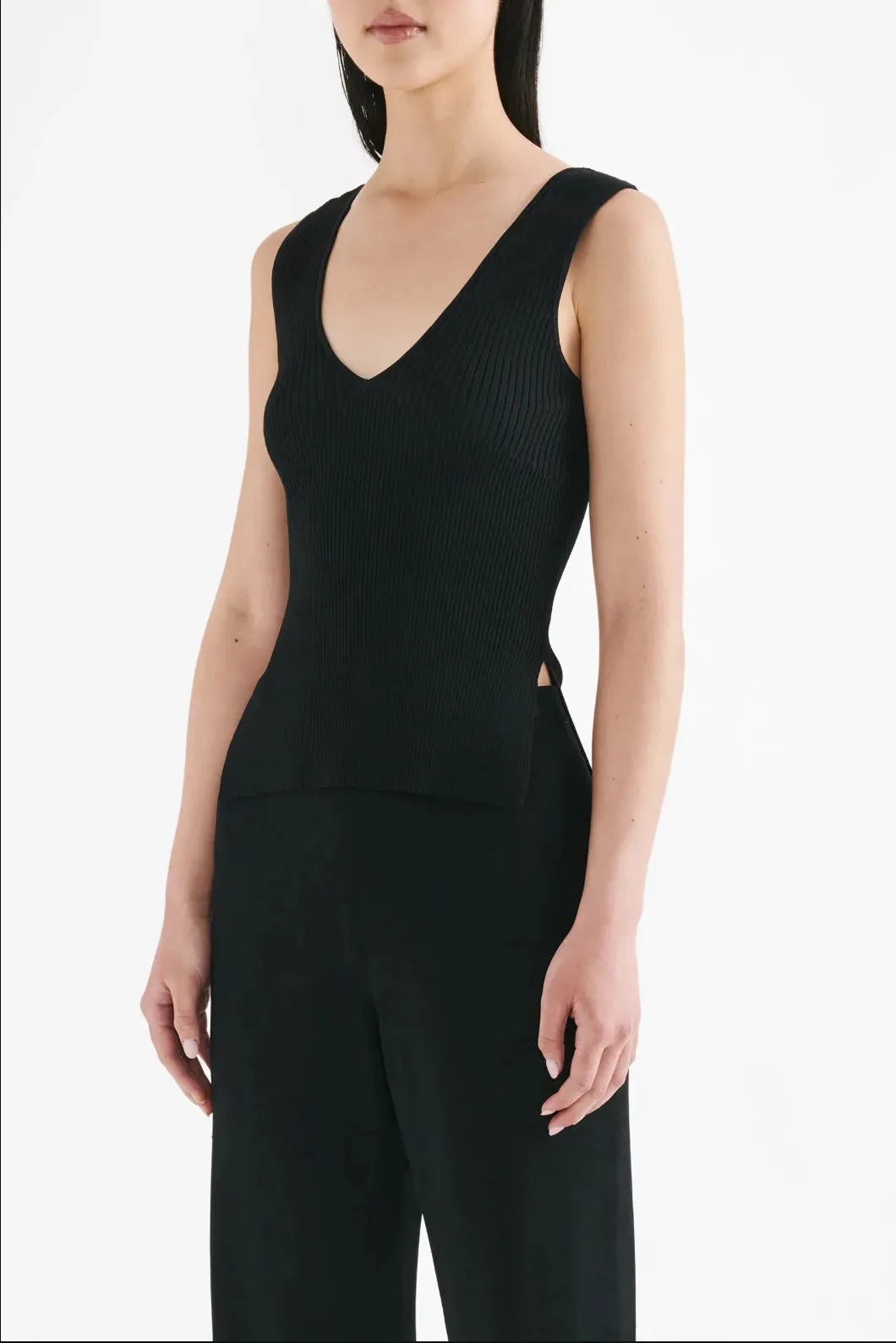 Nude Lucy Mason Knit Top in Black