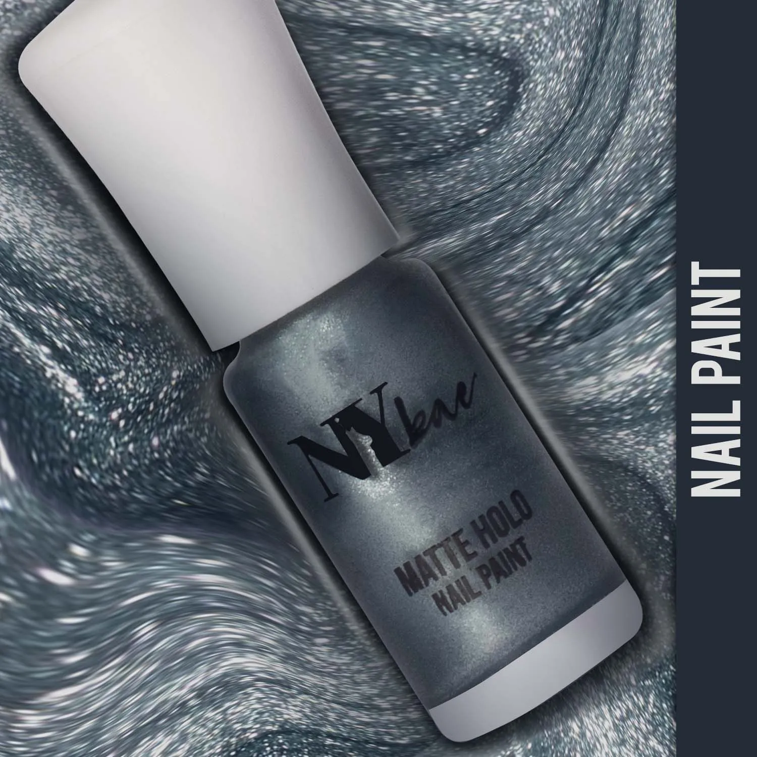 NY Bae Matte Holographic Nail Paint | Matte Finish | Holographic Effect | Chip Resistant | Cruelty Free | Travel Friendly | Mini Nail Paint - Blue Rains 07 (3 ml)