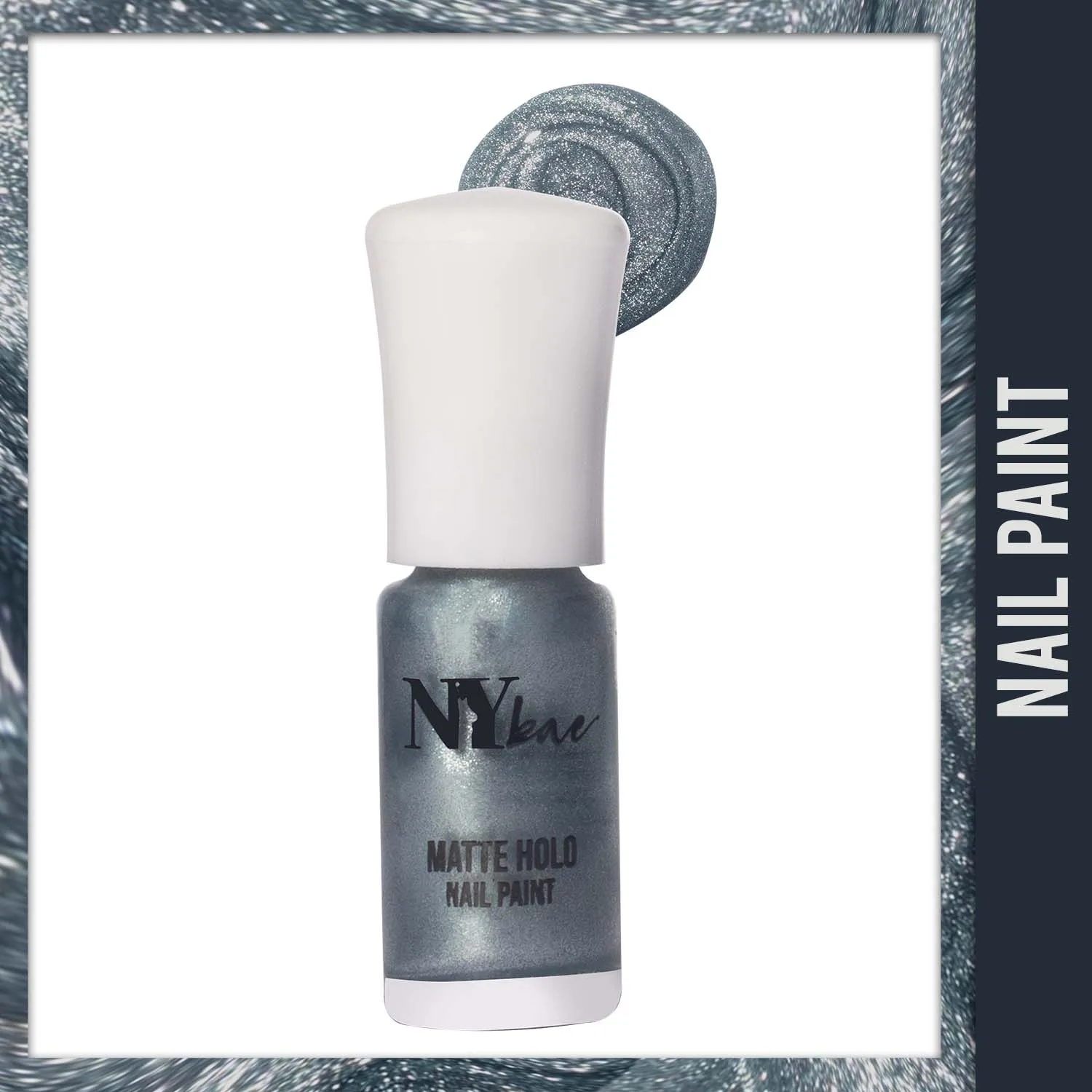 NY Bae Matte Holographic Nail Paint | Matte Finish | Holographic Effect | Chip Resistant | Cruelty Free | Travel Friendly | Mini Nail Paint - Blue Rains 07 (3 ml)