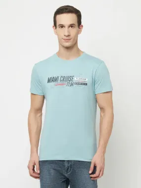 Octave Men Blue  Icy Morn Typography Printed T-Shirt