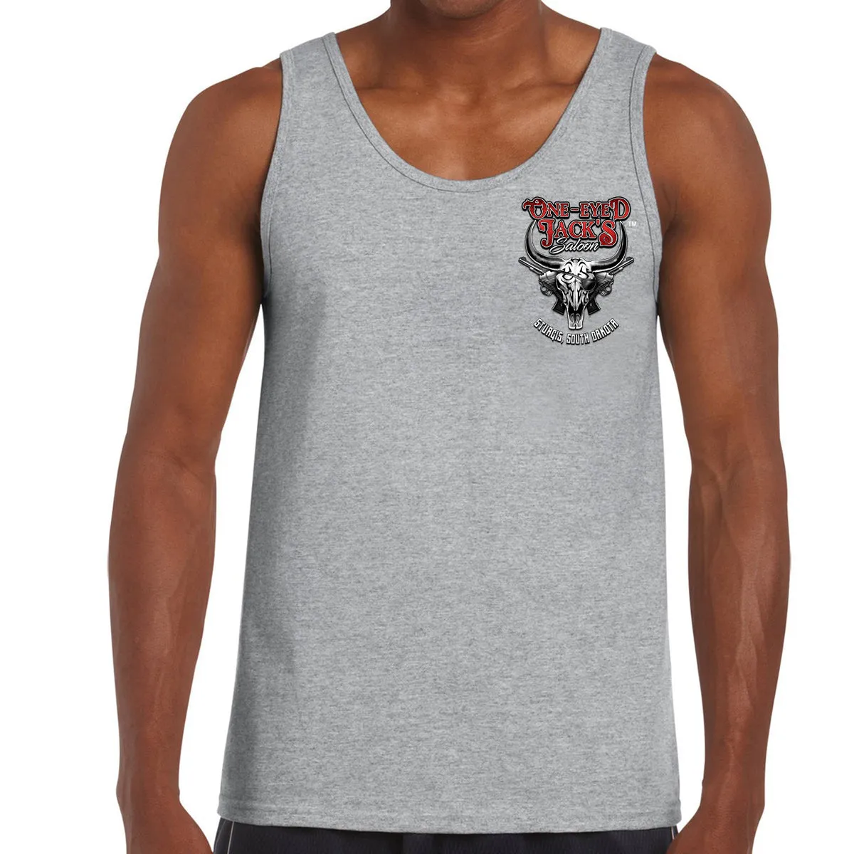 One Eyed Jack's Saloon Bison Skull Tank Top