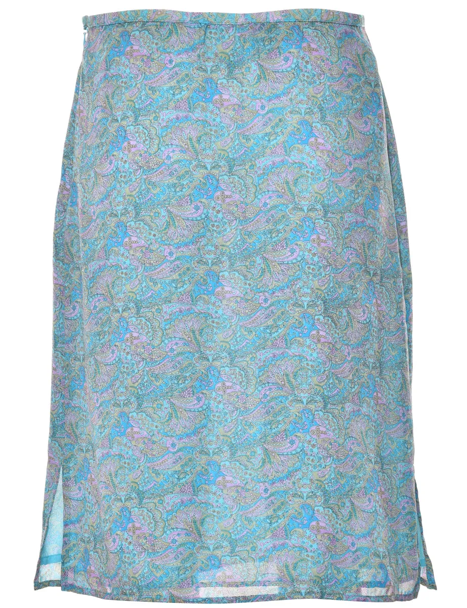 Paisley Print Pencil Skirt - M