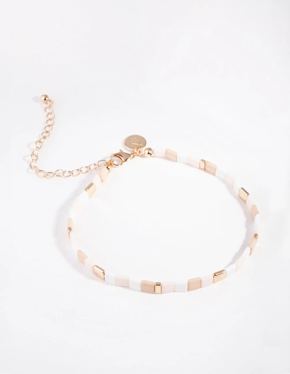 Pastel Orange Square Bead Anklet