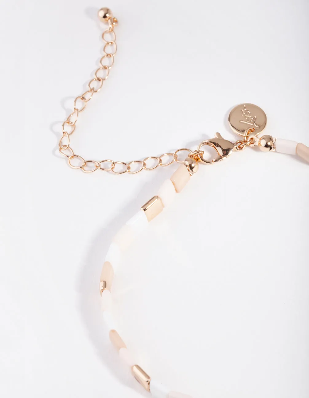 Pastel Orange Square Bead Anklet