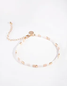 Pastel Orange Square Bead Anklet