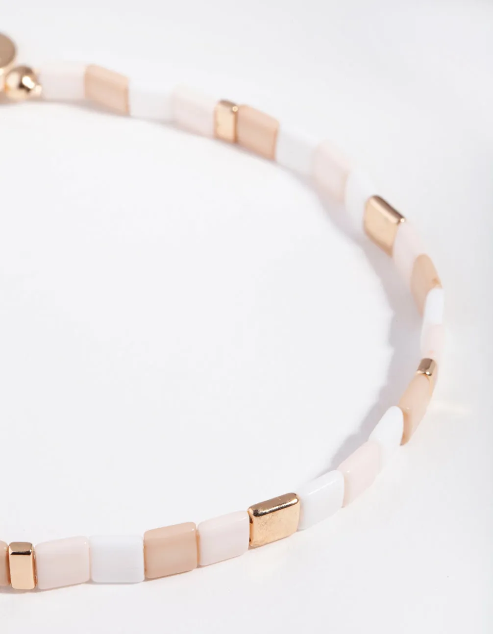 Pastel Orange Square Bead Anklet