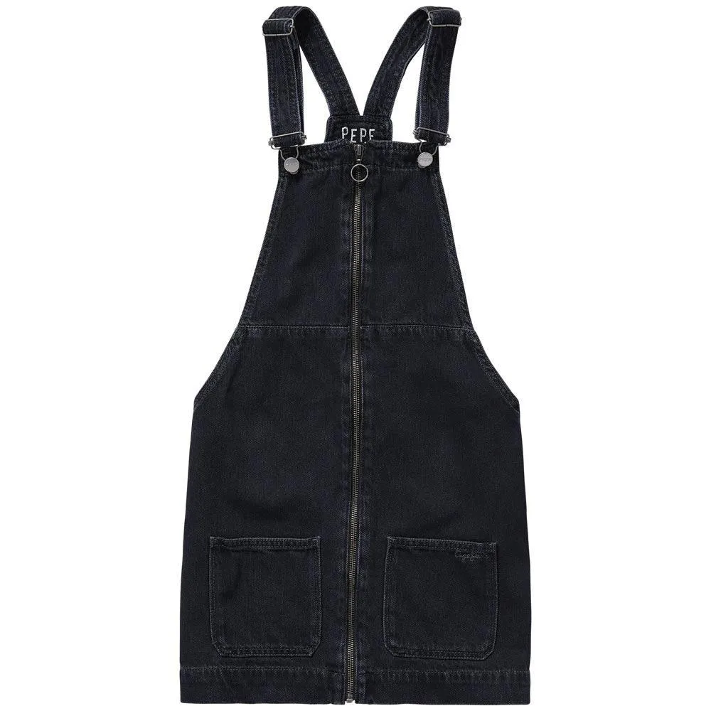 Pepe Jeans Girls Club Denim Over-All's Dress Acid Wash Black