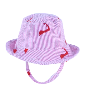 Pink Seersucker with Pink Embroidered Cape Cods Baby Bucket Hat