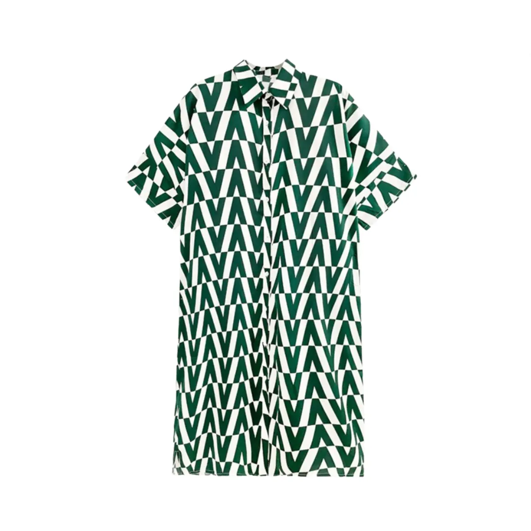 Pre Order:  Printed Loose Long Shirt Dress