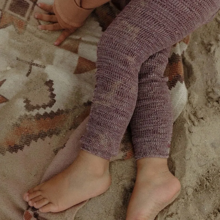 Retro Ribbed Footless Tights - Vanilla Fig