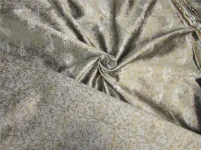 Reversible Brocade fabric icy grey x antique gold color 44&quot; wide