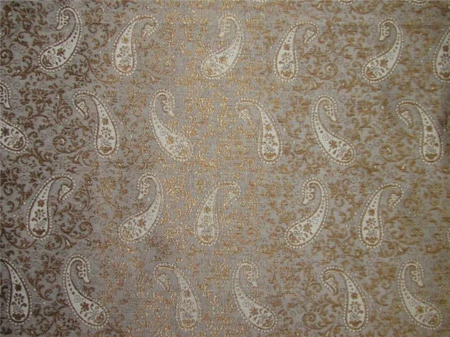 Reversible Brocade fabric icy grey x antique gold color 44&quot; wide