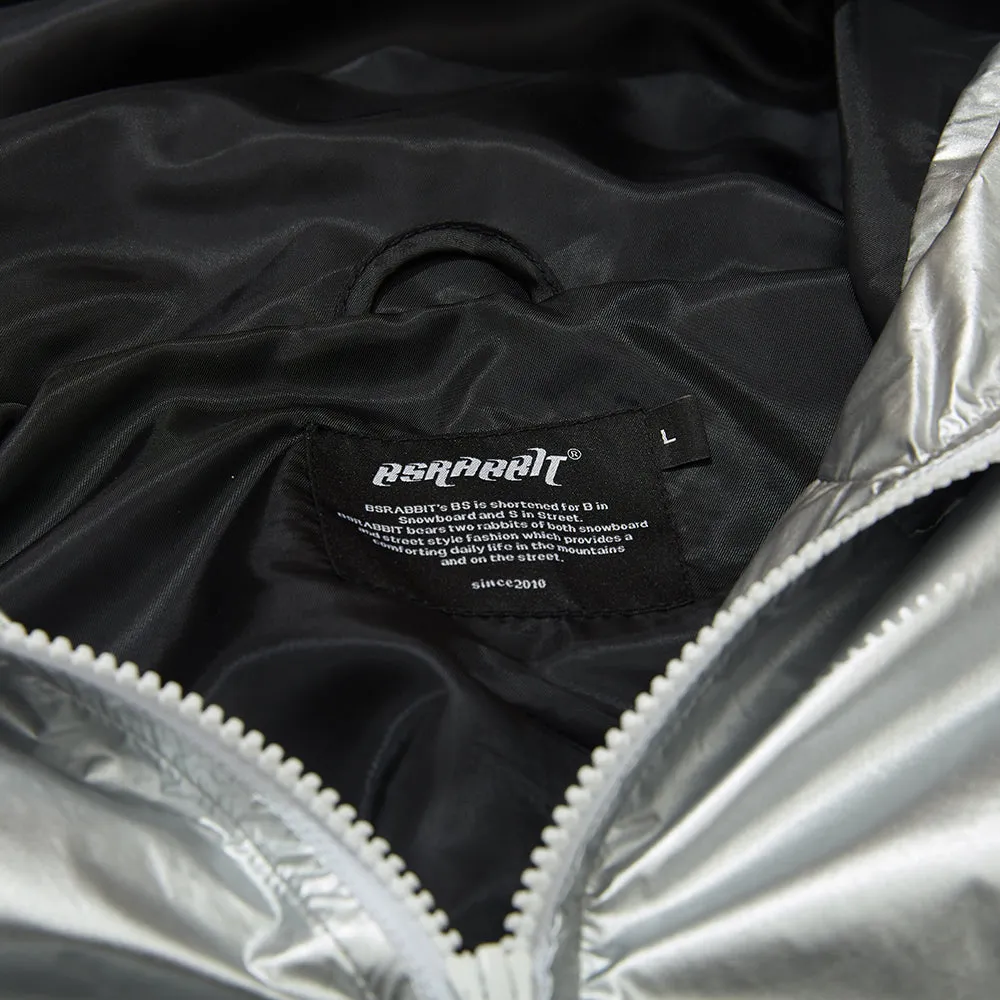 ROUND LINE HOODED JACKET SILVER