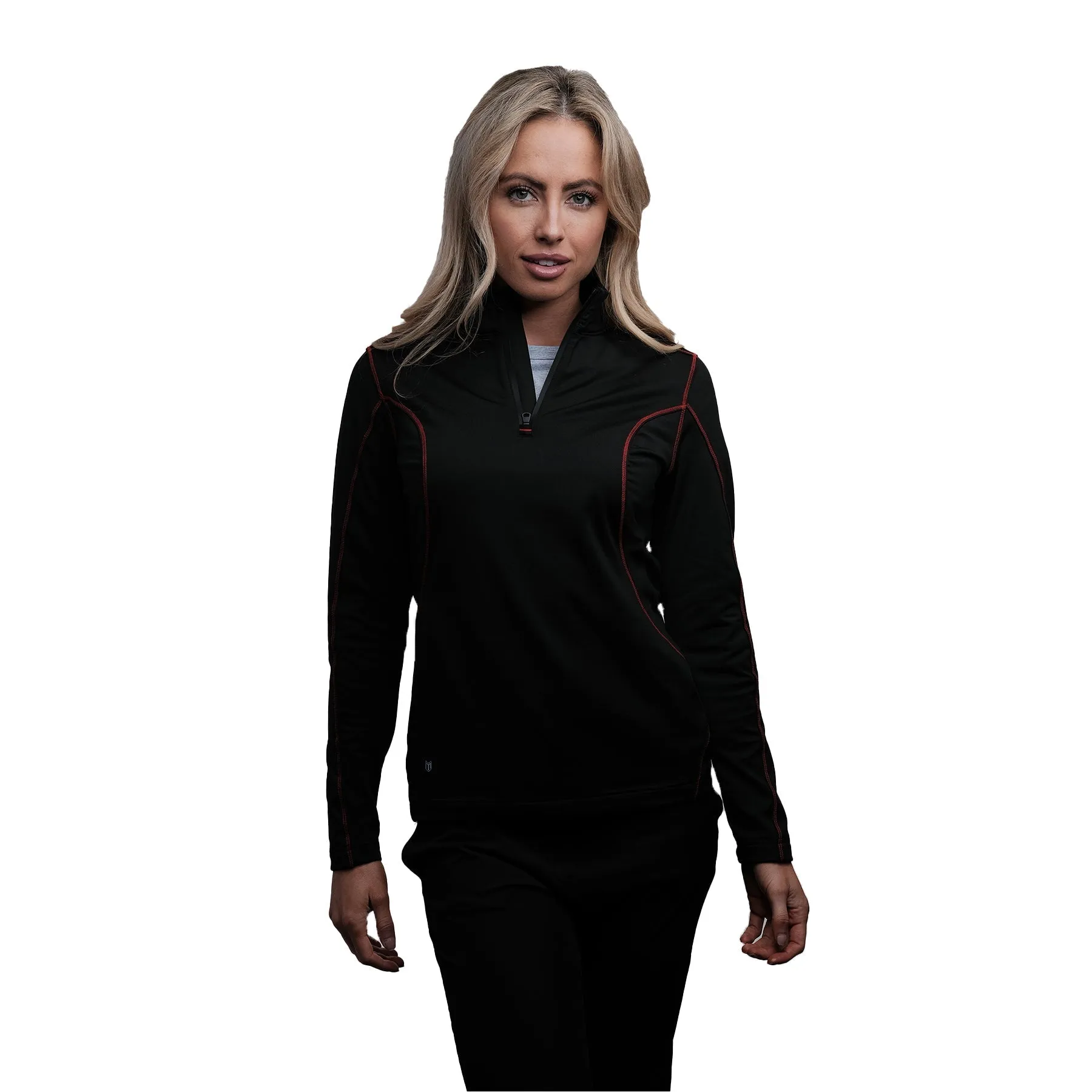 Rova Black/Red Women's Quarter Zip Pullover