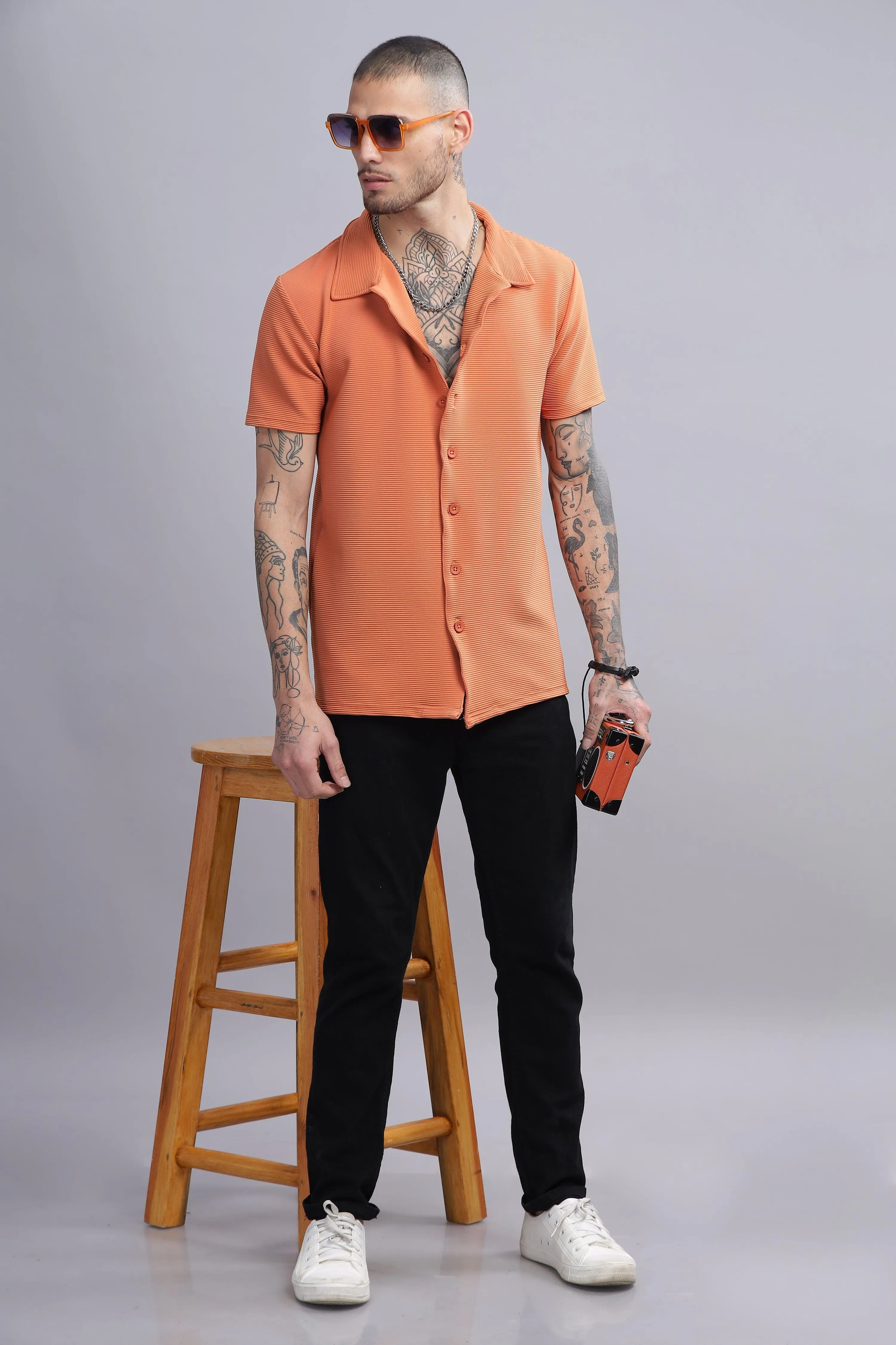 Rustic Rules Mens Half Sleeve Cuban Collar Shirt