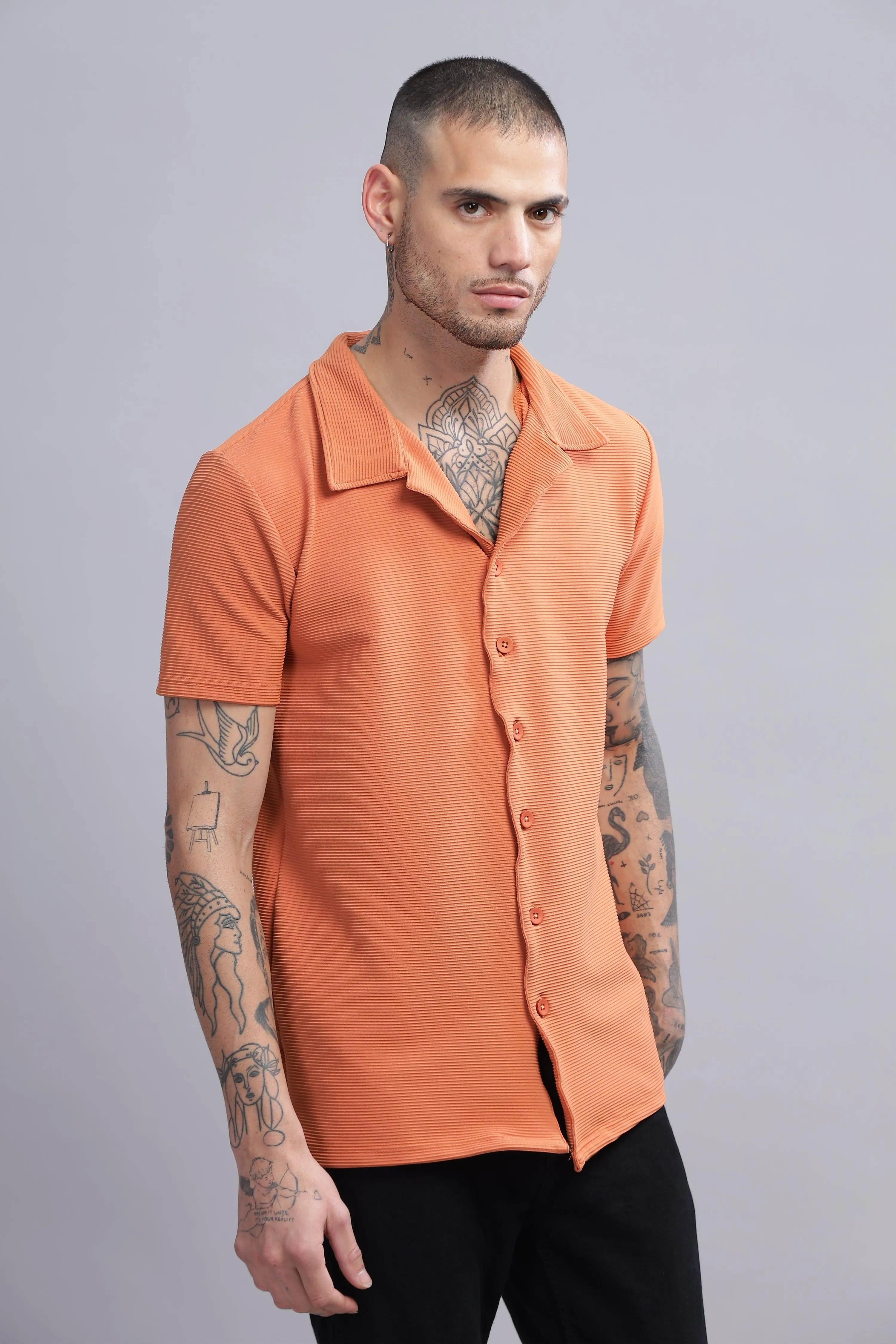 Rustic Rules Mens Half Sleeve Cuban Collar Shirt