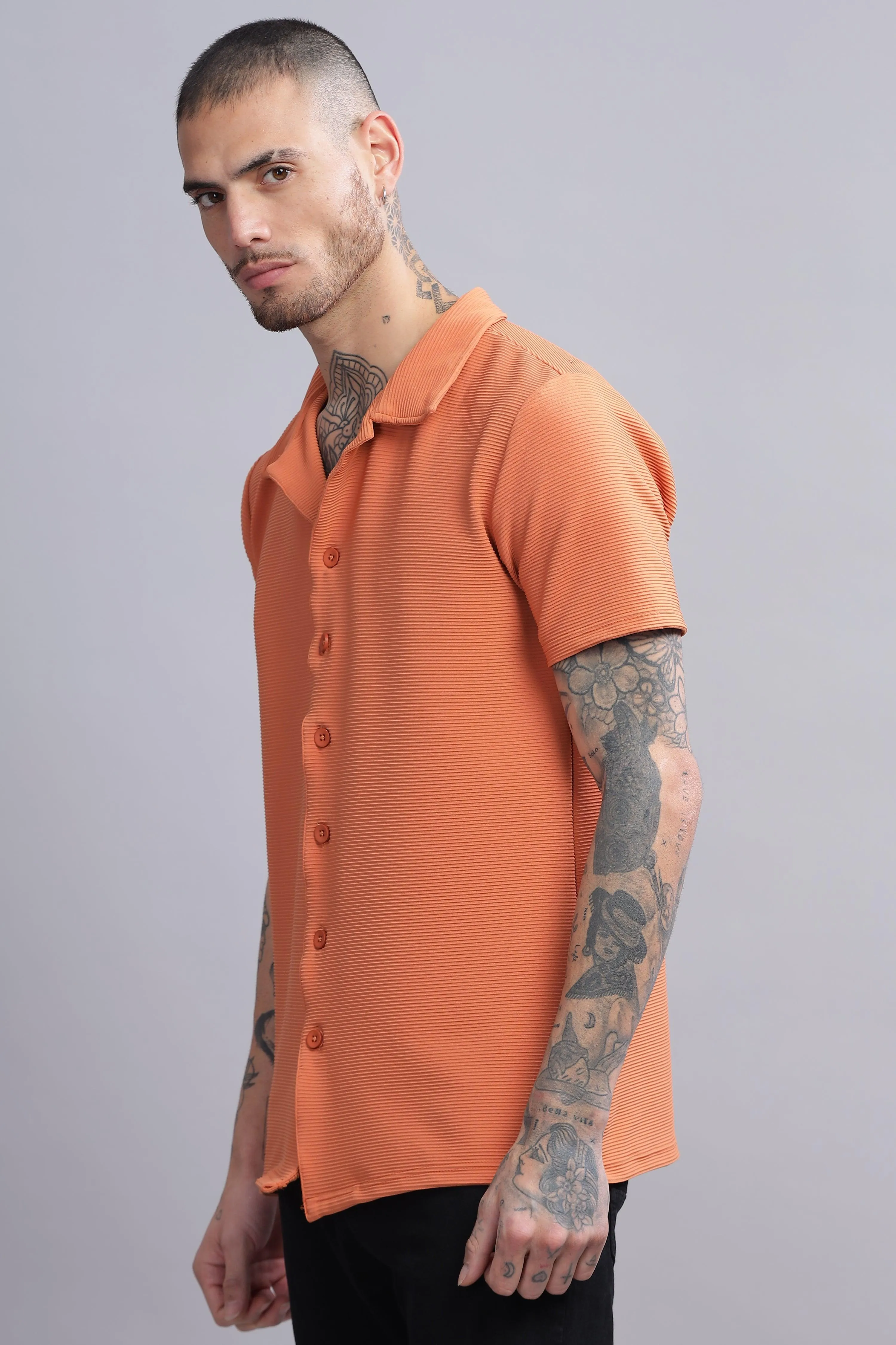 Rustic Rules Mens Half Sleeve Cuban Collar Shirt