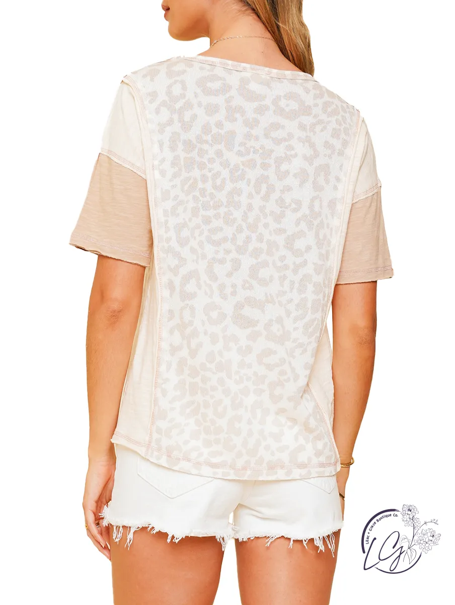 Say The Word Leopard Color Block Top