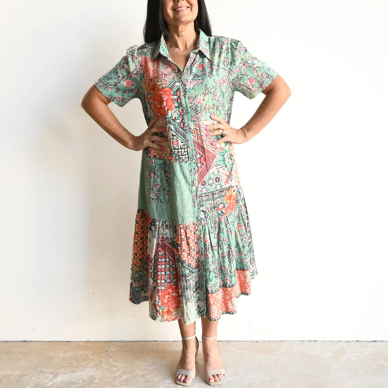Short Sleeve Shirt Dress by Orientique Australia - Ishigaki - 20024