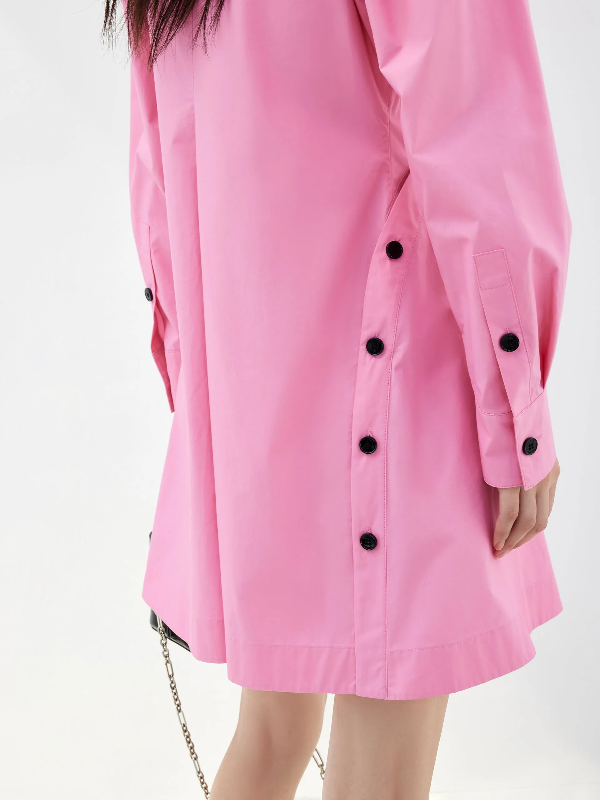 Slanted Placket Shirt Dress