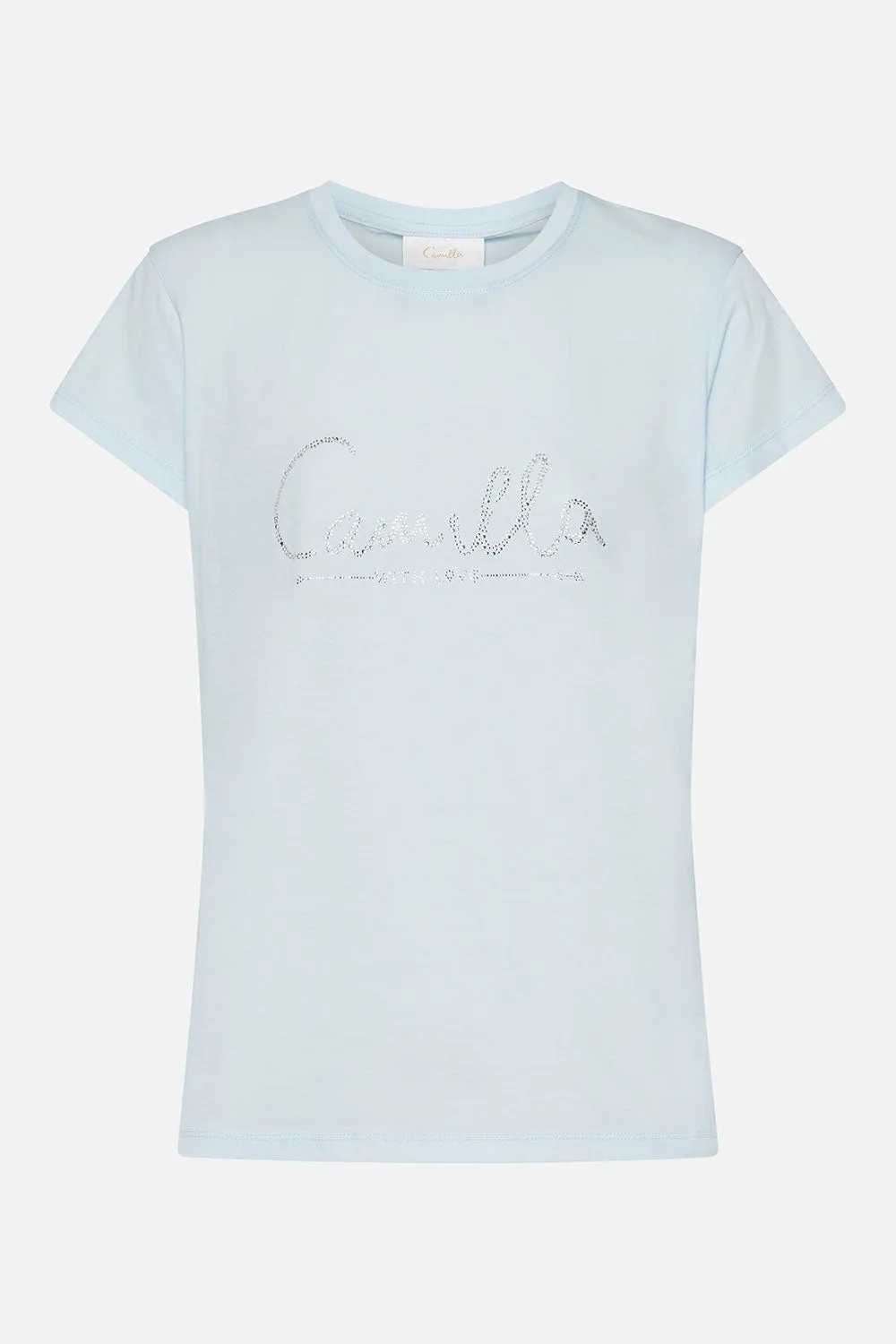 SLIM FIT ROUND NECK T-SHIRT LOGO CAPSULE - ICE BLUE