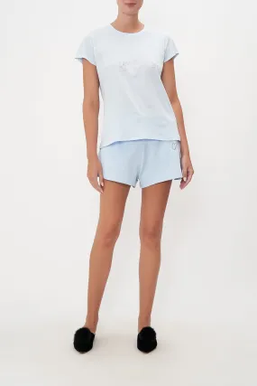 SLIM FIT ROUND NECK T-SHIRT LOGO CAPSULE - ICE BLUE