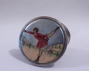 Stratnoid ice skater compact antique Christmas gifts for her 10th / tin wedding anniversary gifts for her