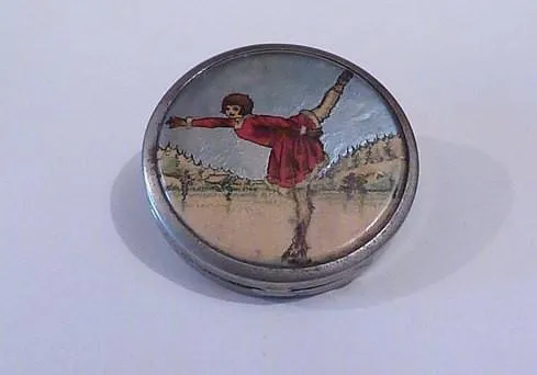 Stratnoid ice skater compact antique Christmas gifts for her 10th / tin wedding anniversary gifts for her