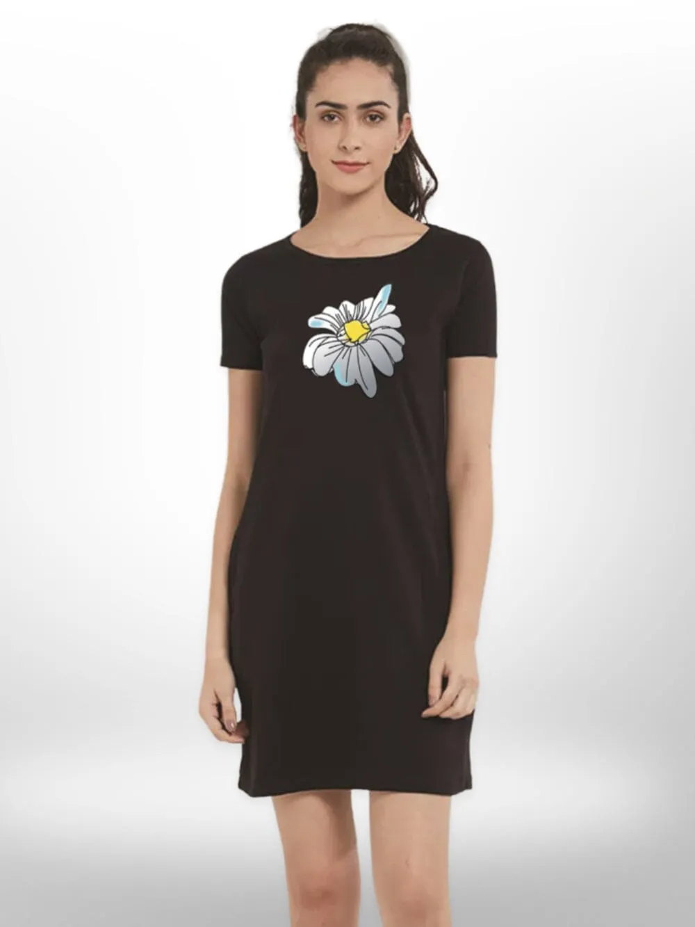 Stylish Printed Sunflower Print  Long T-shirt For Women's