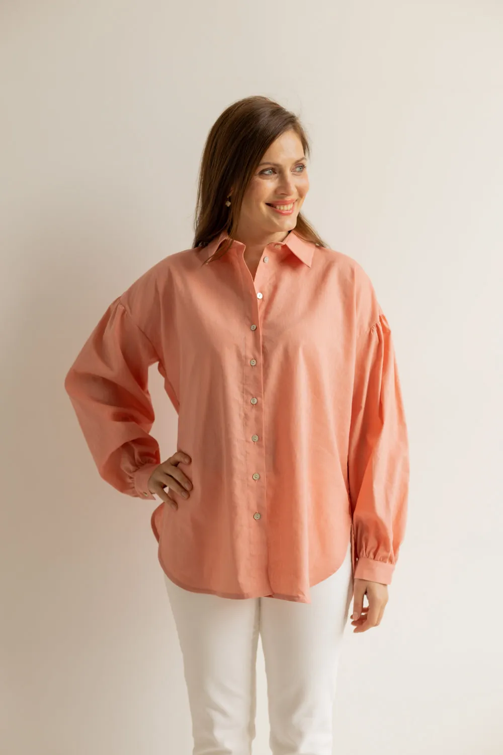 Summer Button-up Shirt Peach