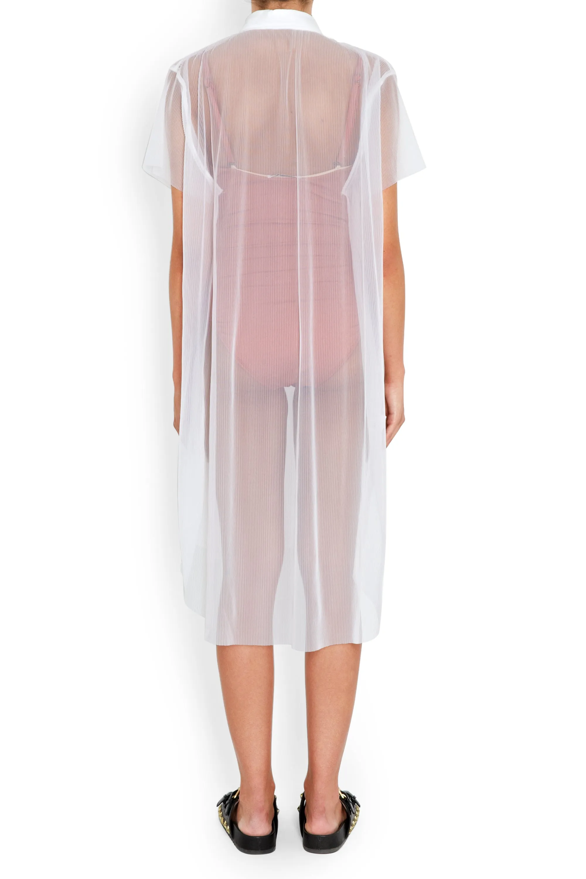SURIGAO Shirt Dress | White Plisse
