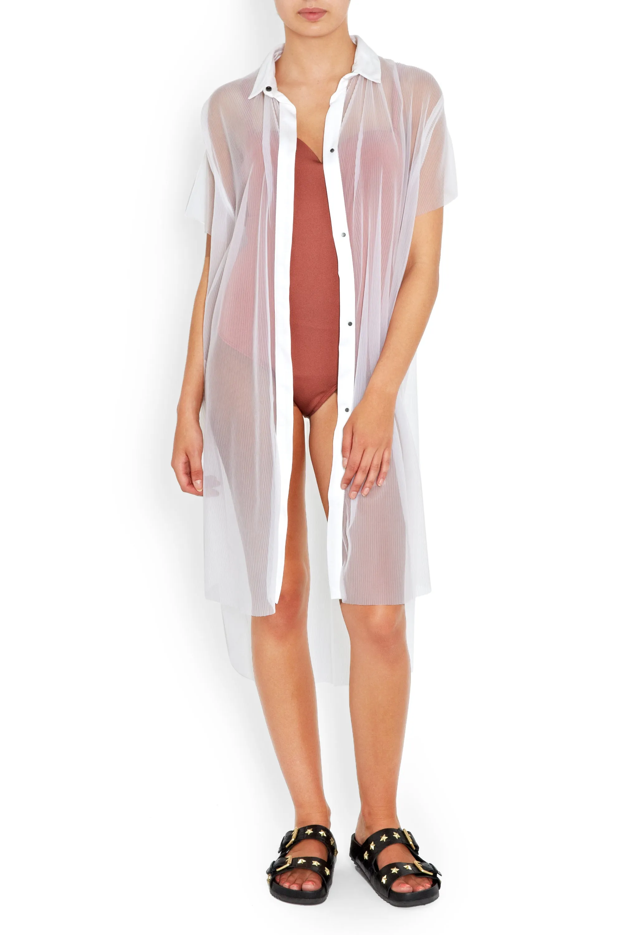 SURIGAO Shirt Dress | White Plisse
