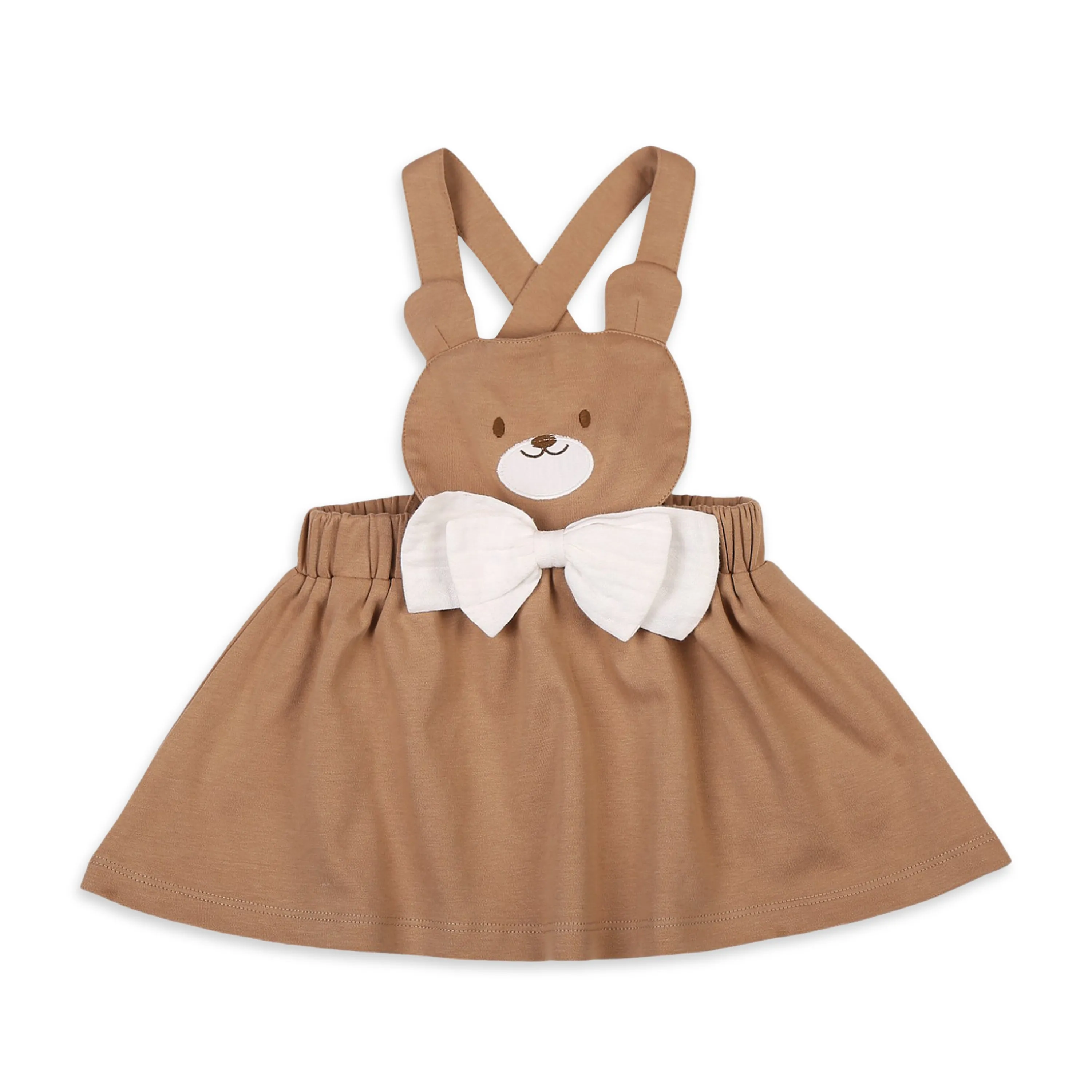Teddy Dungaree Dress With Double Cloth Shirt  Set