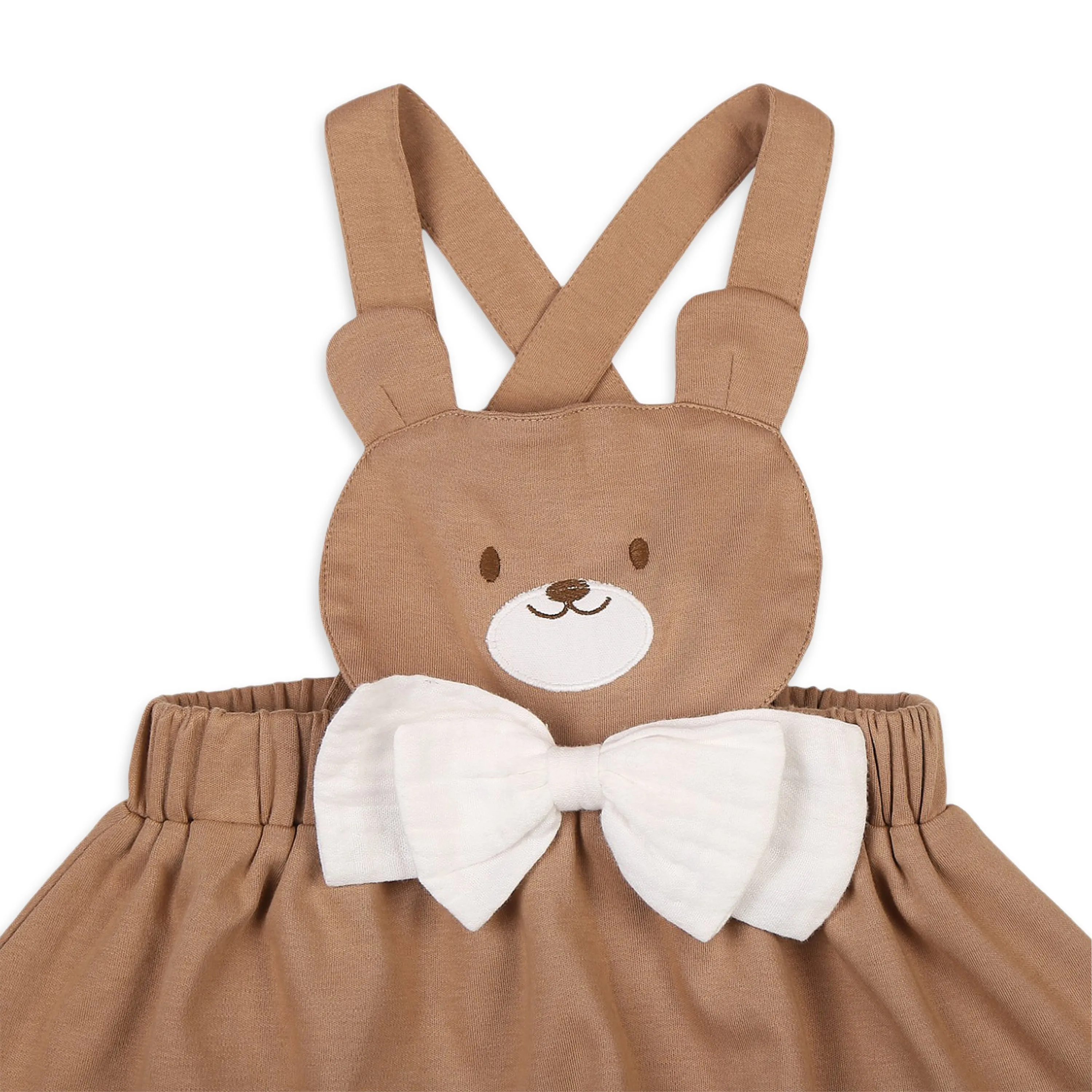 Teddy Dungaree Dress With Double Cloth Shirt  Set