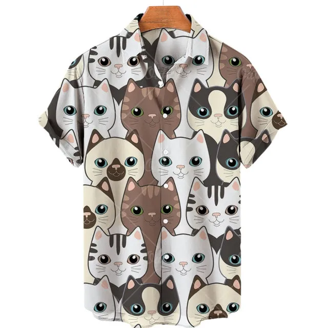 TEEK - Mens Cat Short Sleeve Shirts