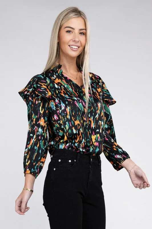 TEEK - Multicolor Print Ruffle Blouse
