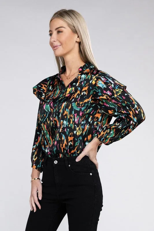 TEEK - Multicolor Print Ruffle Blouse