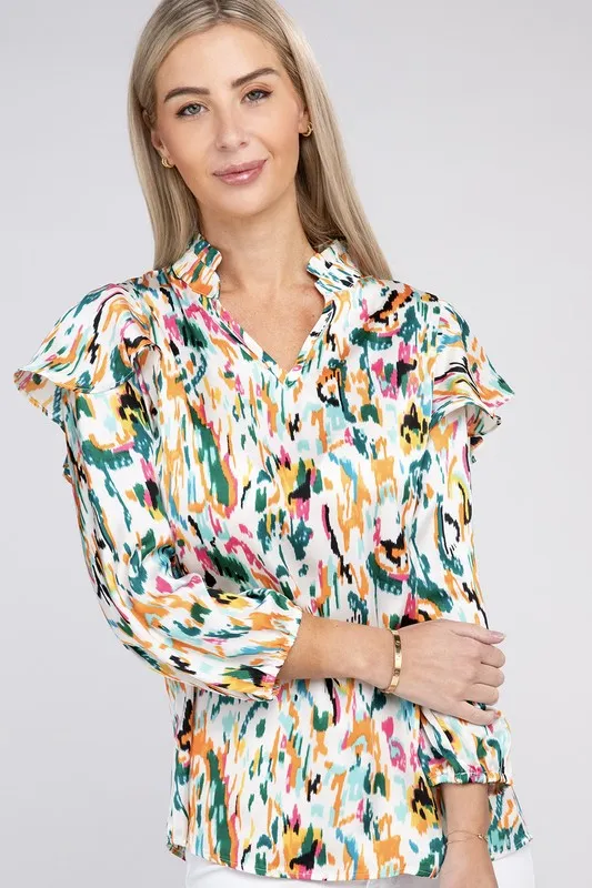 TEEK - Multicolor Print Ruffle Blouse