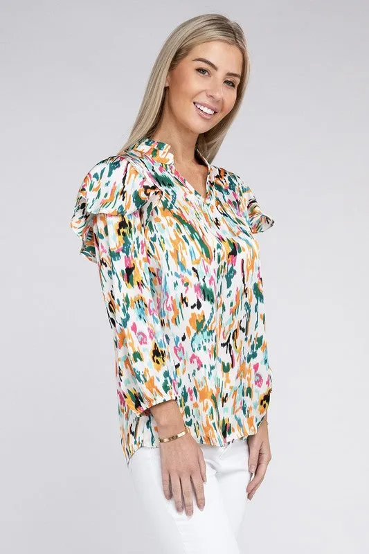 TEEK - Multicolor Print Ruffle Blouse