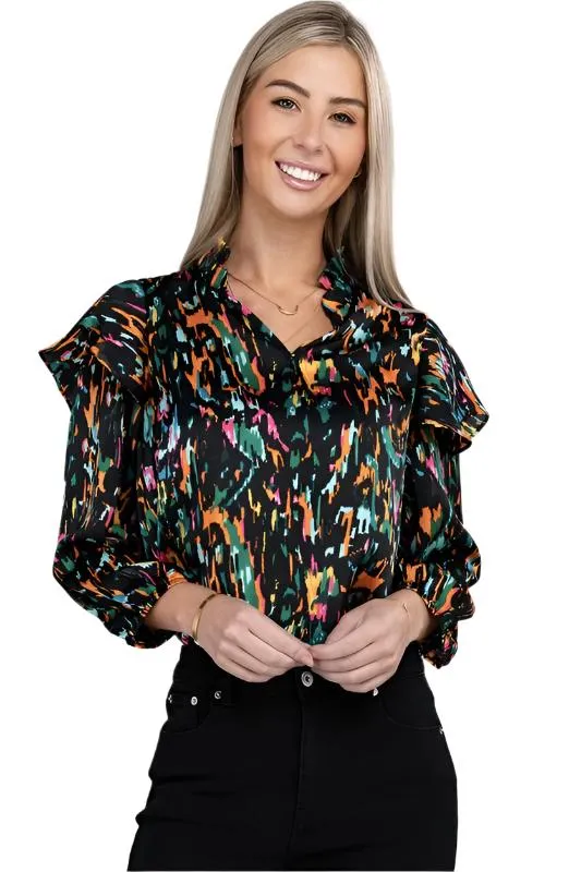 TEEK - Multicolor Print Ruffle Blouse