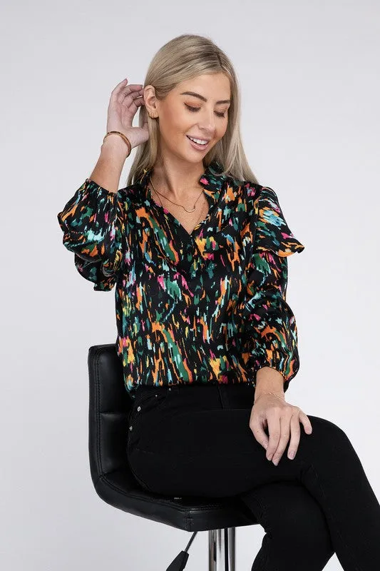TEEK - Multicolor Print Ruffle Blouse