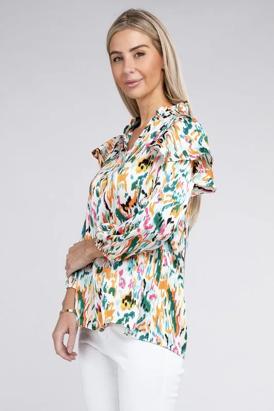 TEEK - Multicolor Print Ruffle Blouse