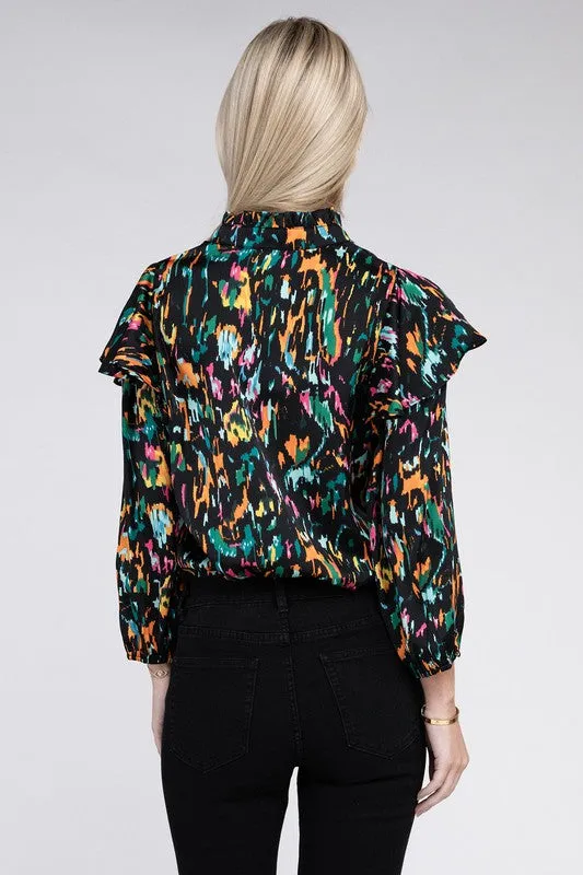 TEEK - Multicolor Print Ruffle Blouse
