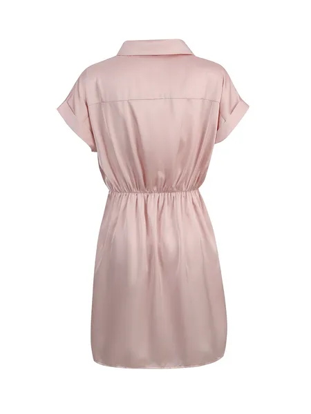 TEEK - Pink Knot Front Shirt Dress