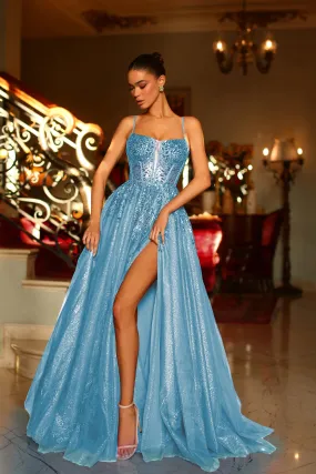 Tina Holly | TE216 Tulle Bustier A Line Split Ball Gown Formal Dress ( Made to Order）
