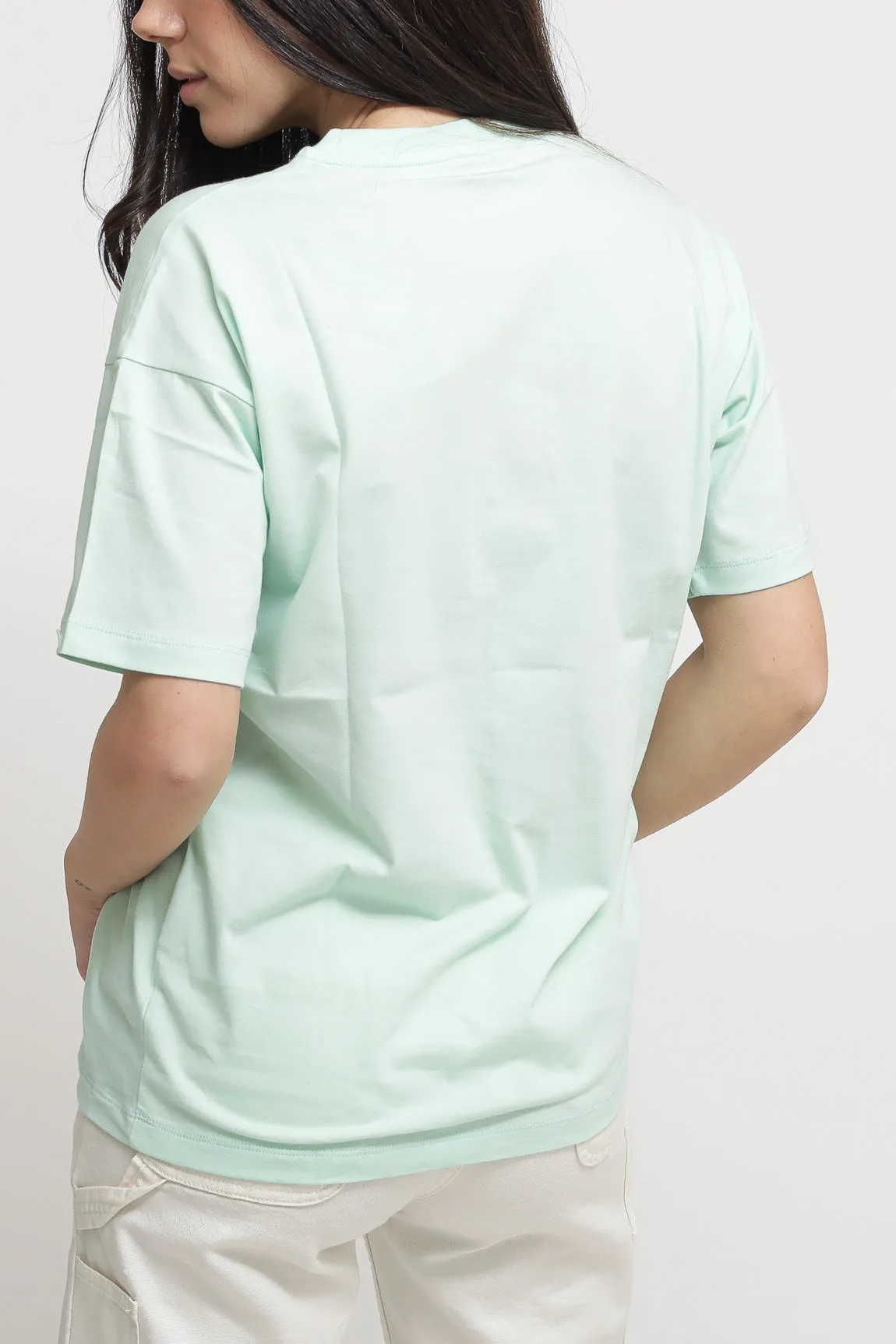 W' S/S Script T-shirt - Pale Spearmint/Icy Water